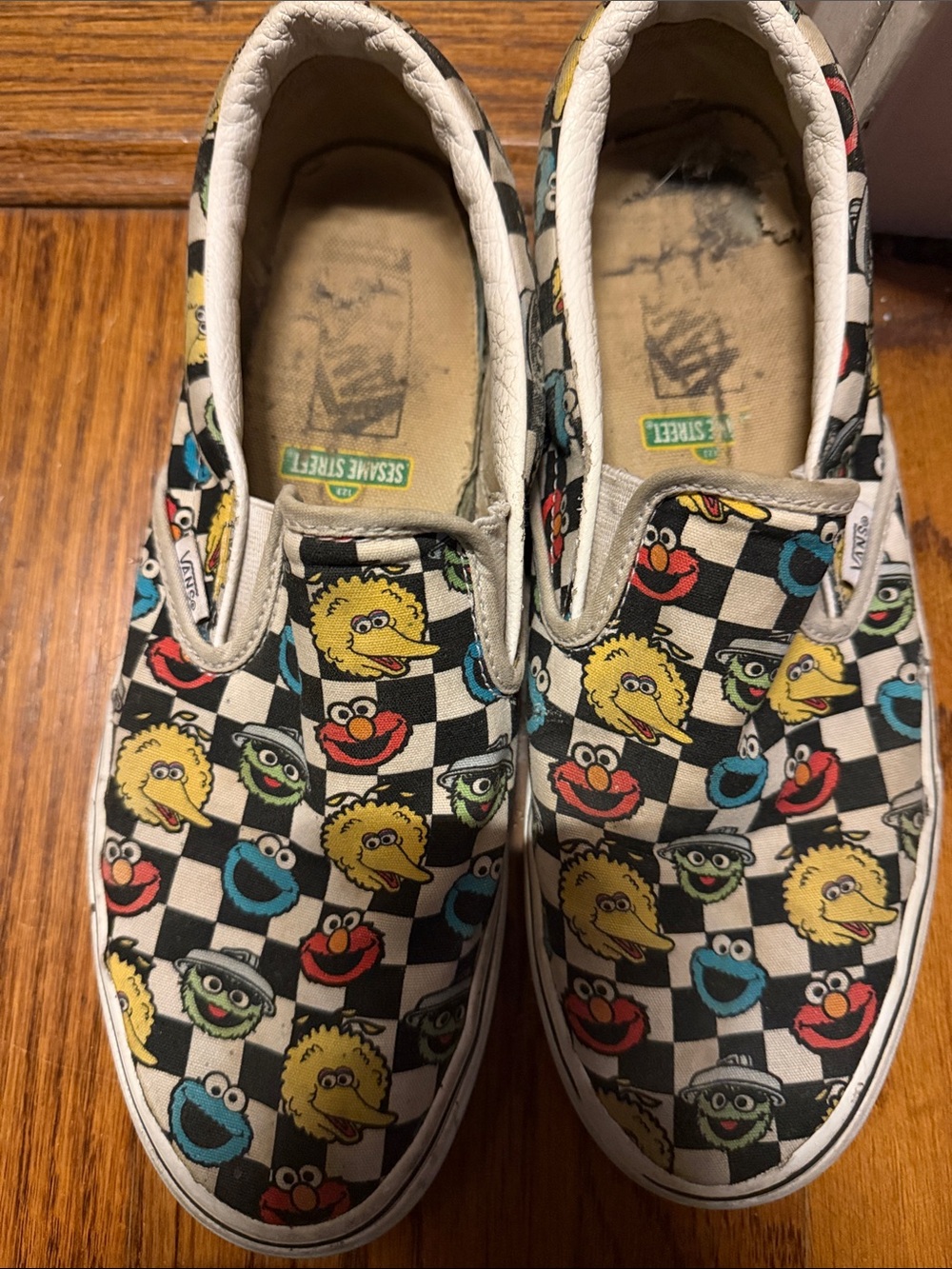 Vans Kids Slip-On Sneakers - Black White with Multicolor Sesame Street Faces